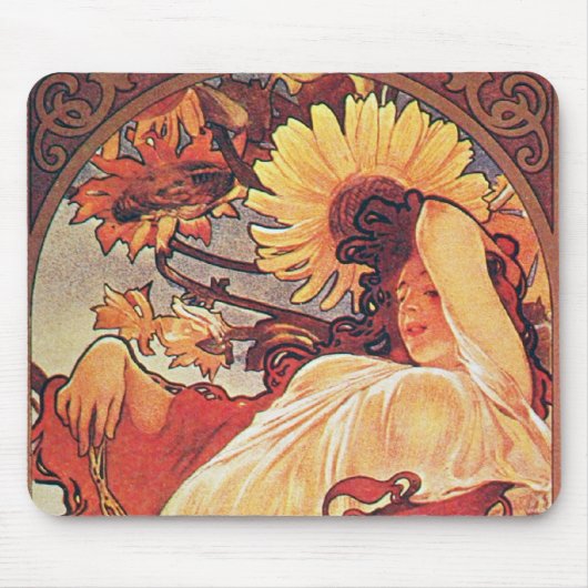 Alphonse Mucha Sunflower Muismat (Voorkant)