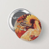 Alphonse Mucha Sunflower Ronde Button 5,7 Cm (Voorkant /achterkant)