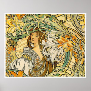 Alphonse Mucha: Taal van bloemen Poster