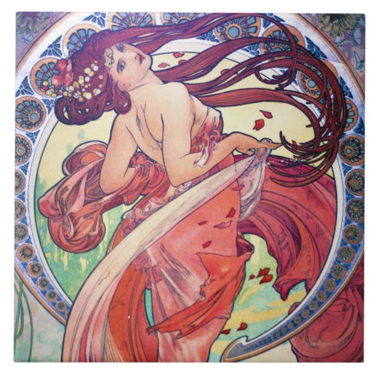 Alphonse Mucha Tegeltje (Voorkant)