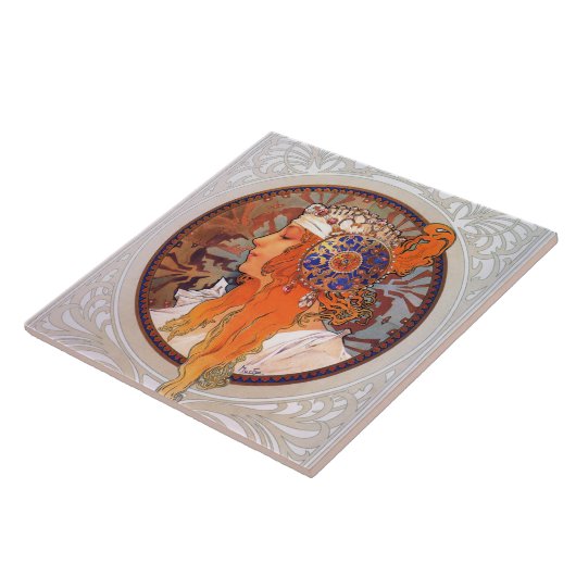 Alphonse Mucha Tegeltje (Zijkant)
