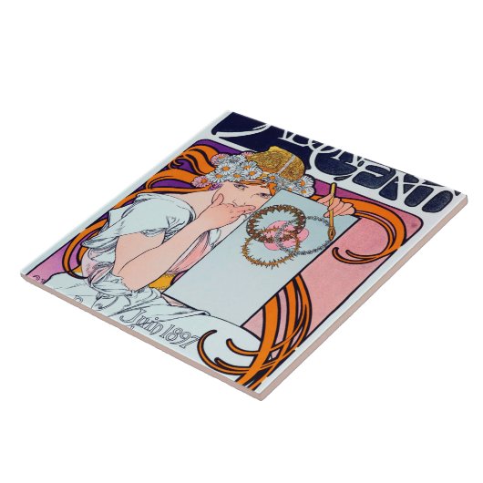 Alphonse Mucha Tegeltje (Zijkant)