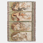 Alphonse Mucha The Seasons 1897 Art Nouveau Deken (Voorkant Verticaal)