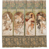 Alphonse Mucha The Seasons 1897 Art Nouveau Douchegordijn (Voorkant)