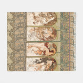 Alphonse Mucha The Seasons 1897 Art Nouveau Fleece Deken (Voorkant (Horizontaal))