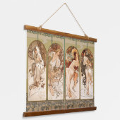 Alphonse Mucha The Seasons 1897 Art Nouveau Hangend Wandkleed (Gebogen)