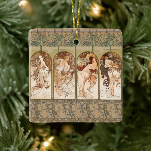 Alphonse Mucha The Seasons 1897 Art Nouveau Keramisch Ornament (Boom)