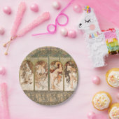 Alphonse Mucha The Seasons 1897 Art Nouveau Papieren Bordje (Feest)