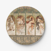 Alphonse Mucha The Seasons 1897 Art Nouveau Papieren Bordje (Voorkant)