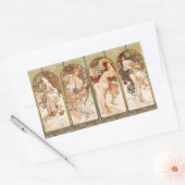Alphonse Mucha The Seasons 1897 Art Nouveau Rechthoekige Sticker (Envelop)