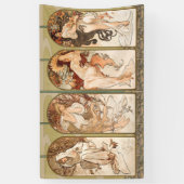 Alphonse Mucha The Seasons 1897 Art Nouveau Spandoek (Verticaal)