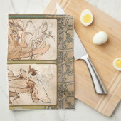 Alphonse Mucha The Seasons 1897 Art Nouveau Theedoek (Quarter Fold)