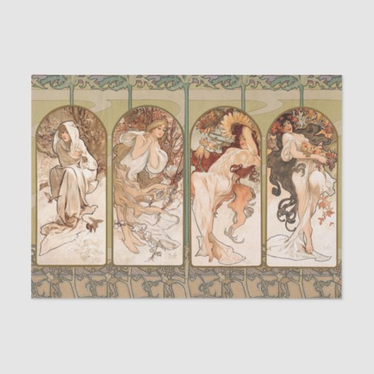 Alphonse Mucha The Seasons 1897 Art Nouveau Tissuepapier (Voorkant)