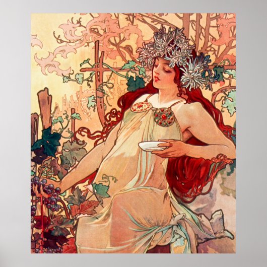 Alphonse Mucha, The Seasons, Autumn (1896)  Poster (Voorkant)