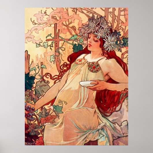 Alphonse Mucha, The Seasons, Herfst (1896) Poster (Voorkant)
