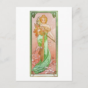 Alphonse Mucha The Seasons: Voorjaarsprinters Briefkaart