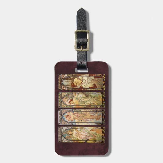 Alphonse Mucha, The Times of the Day Bagagelabel (Voorkant verticaal)