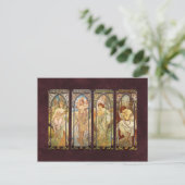 Alphonse Mucha, The Times of the Day Briefkaart (Staand voorkant)