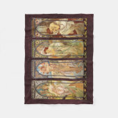 Alphonse Mucha, The Times of the Day Fleece Deken (Voorkant)