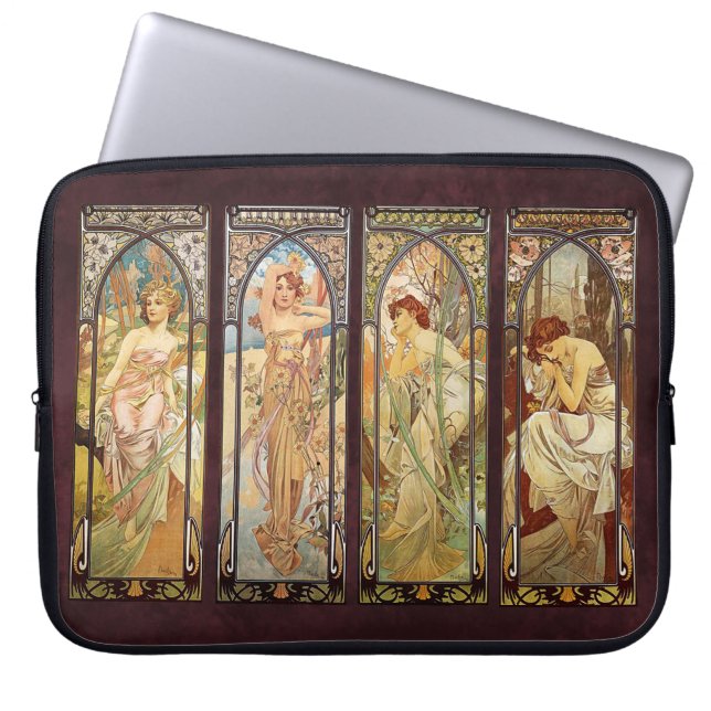 Alphonse Mucha, The Times of the Day Laptop Sleeve (Voorkant)