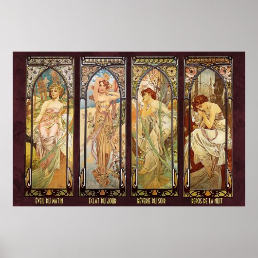 Alphonse Mucha, The Times of the Day Poster (Voorkant)