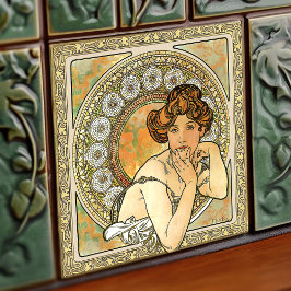 Alphonse Mucha Topaz Gold Art  Tegeltje