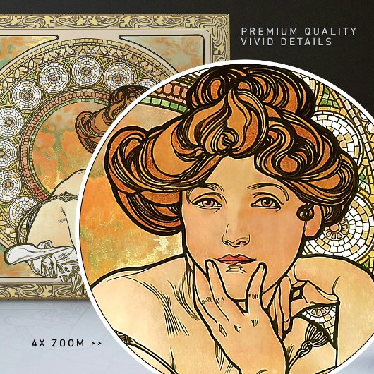 Alphonse Mucha Topaz Gold Art  Tegeltje
