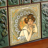 Alphonse Mucha Topaz Gold Art  Tegeltje