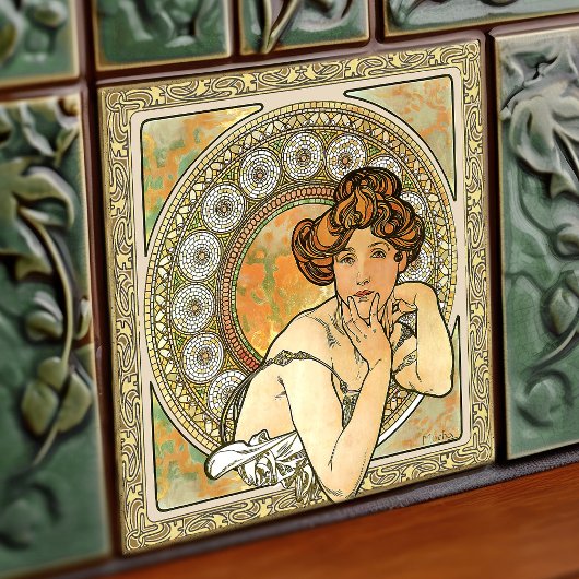 Alphonse Mucha Topaz Gold Art  Tegeltje