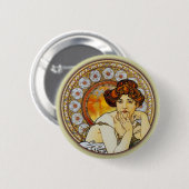 Alphonse Mucha - Topaz Ronde Button 5,7 Cm (Voorkant /achterkant)