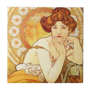 Alphonse Mucha Topaz Tile Tegeltje