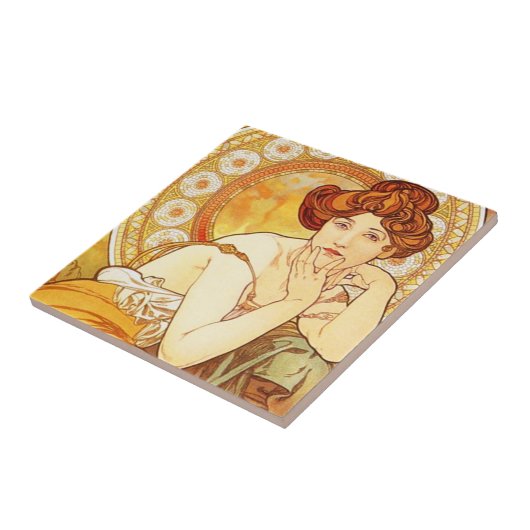 Alphonse Mucha Topaz Tile Tegeltje (Zijkant)