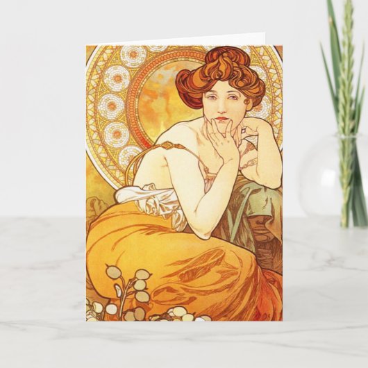 Alphonse Mucha Topaz-Wenskaart Kaart (Voorkant)