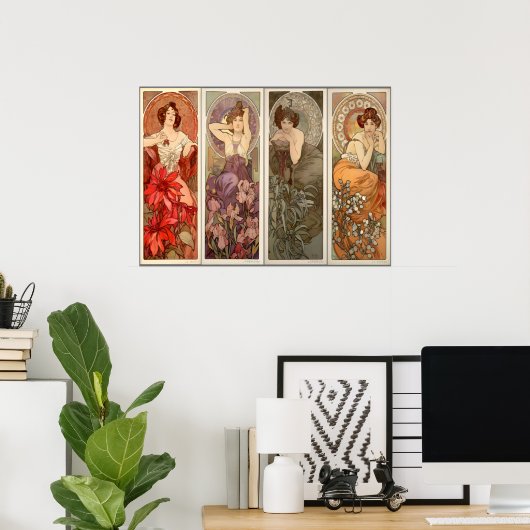 Alphonse Mucha, Vier Edelstenen Poster (Thuiskantoor)