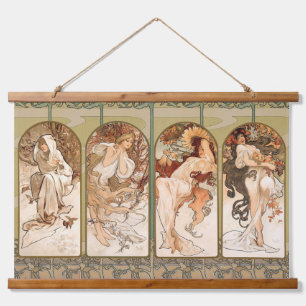 Alphonse Mucha Vier Seizoenen 1897 Art Nouveau Pan Hangend Wandkleed