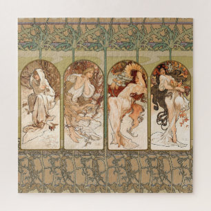 Alphonse Mucha Vier Seizoenen 1897 Art Nouveau Pan Legpuzzel