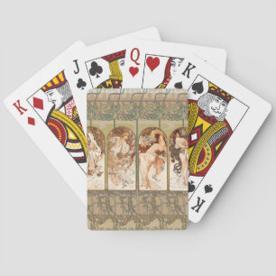 Alphonse Mucha Vier Seizoenen 1897 Art Nouveau Pan Pokerkaarten
