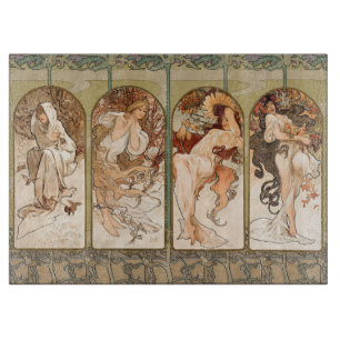 Alphonse Mucha Vier Seizoenen 1897 Art Nouveau Pan Snijplank
