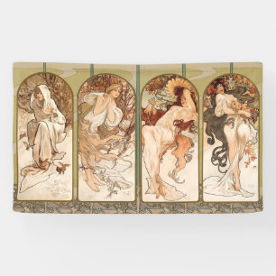 Alphonse Mucha Vier Seizoenen 1897 Art Nouveau Pan Spandoek