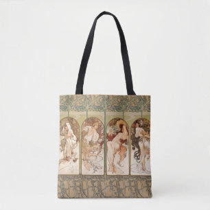 Alphonse Mucha Vier Seizoenen 1897 Art Nouveau Pan Tote Bag
