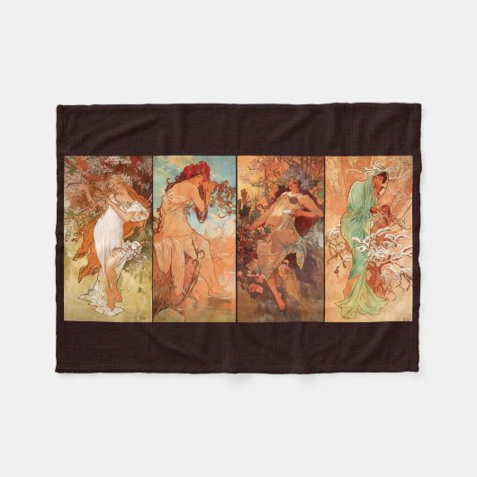 Alphonse Mucha, Vier seizoenen Fleece Deken (Voorkant (Horizontaal))