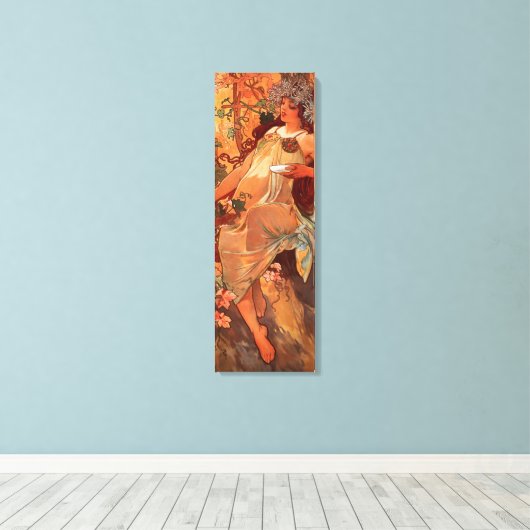 Alphonse Mucha, Vier seizoenen, herfst Canvas Afdruk (Insitu (Houten vloer))
