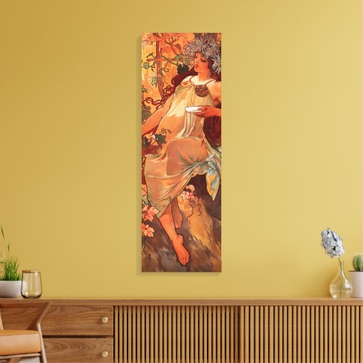 Alphonse Mucha, Vier seizoenen, herfst Canvas Afdruk (Insitu (Woonkamer))
