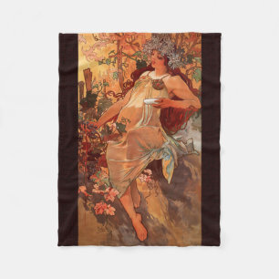 Alphonse Mucha, Vier seizoenen, herfst Fleece Deken