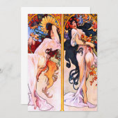 Alphonse Mucha - Vier seizoenen Kaart (Voorkant / Achterkant)