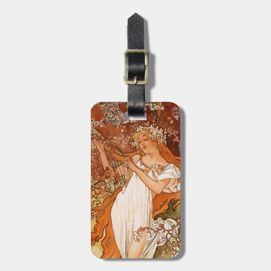 Alphonse Mucha, Vier seizoenen, Lente Bagagelabel (Voorkant verticaal)