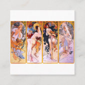 Alphonse Mucha - Vier seizoenen Vierkante Visitekaartje (Voorkant)