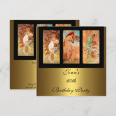 Alphonse Mucha Vintage Kunst Gouden Uitnodiging (Voorkant / Achterkant)