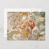 Alphonse Mucha - Vrouw met Daisy Briefkaart (Voorkant / Achterkant)