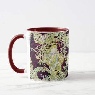 Alphonse Mucha Vrouw met Madelief Art Nouveau Kuns Mok